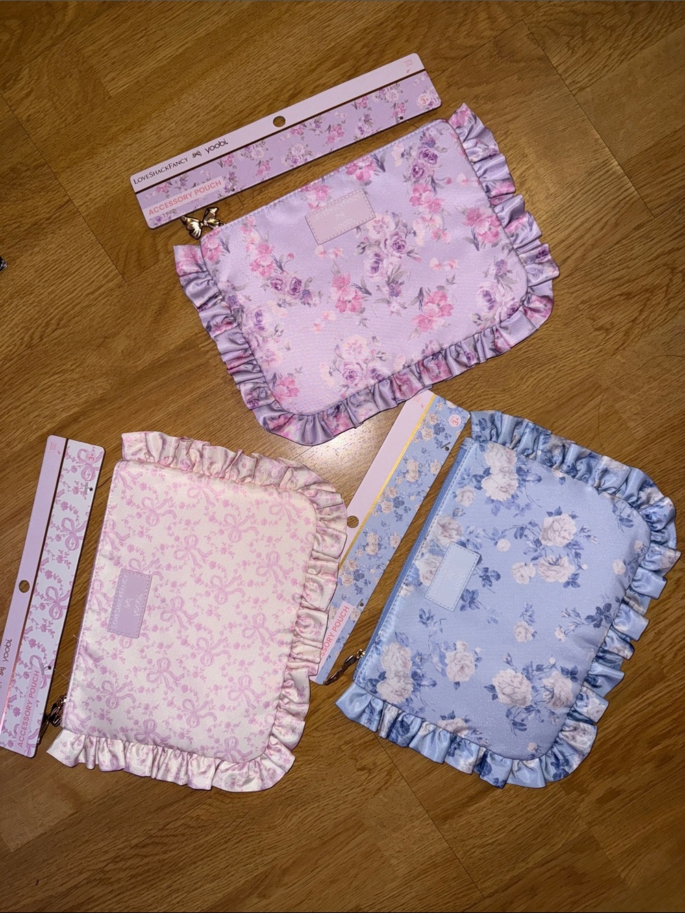NWT LoveShackFancy x Yoobi x Target - Trio Bundle Accessory Ruffle Pouch